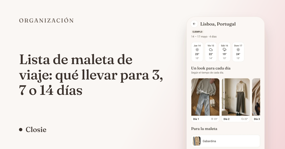 Lista de maleta de viaje: qué llevar para 3, 7 o 14 días