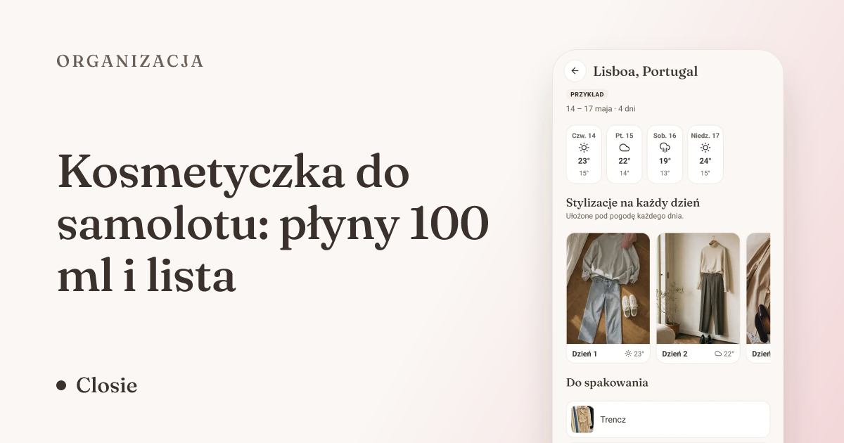 Kosmetyczka do samolotu: płyny 100 ml i lista