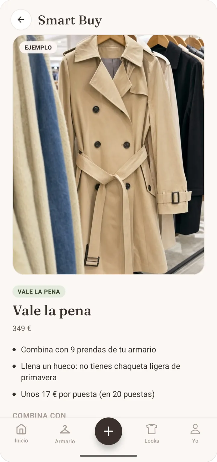 Análisis de compras de Closie con el veredicto de comprar o dejar una prenda